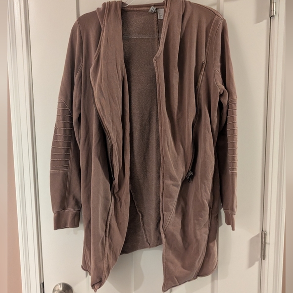 H&M Divided Mauve Moto Style Longline Zip Hoodie Jacket - Picture 2 of 3